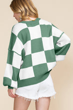 Load image into Gallery viewer, Online Rose Checkered Bishop Sleeve Sweater
