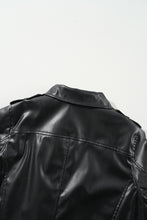 Load image into Gallery viewer, Online Black PU Leather Lapel Collar Zipper Jacket
