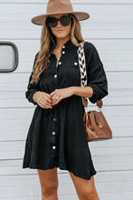 Load image into Gallery viewer, Black Tunic Shirt Dress
