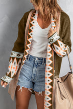 Load image into Gallery viewer, Online Orange Printed Aztec Print Open Front Knitted Cardigan
