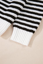 Load image into Gallery viewer, Online Pink Stripe Zip up Collar Drop Shoulder Sweater
