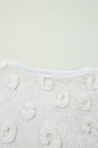 Online Lavendula Textured Leopard Fleece Loose Two Piece Lounge Set