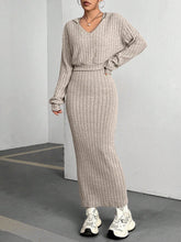 Load image into Gallery viewer, Online Ribbed Cropped Hooded Top and V-Neck Tank Dress Set
