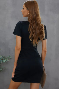 Black Women’s Summer V Neck Solid Color Sexy Bodycon Mini Dresses
