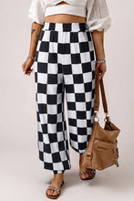 Load image into Gallery viewer, Online Black Checkerboard Elastic Waist Pocketed Joggers
