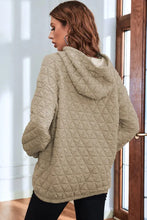Load image into Gallery viewer, Pale Khaki Solid Color Quilted Kangaroo Pocket Hoodie
