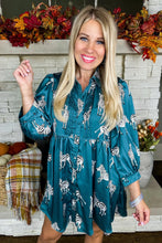 Load image into Gallery viewer, Online Blue Printed Zebra Pattern Pleated Shirt Tunic Dress
