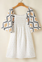 Load image into Gallery viewer, Online Beige Western Aztec Print Pleated Square Neck Loose Mini Dress
