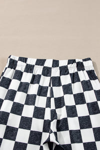 Online Black Checkerboard High Rise Casual Flared Pants