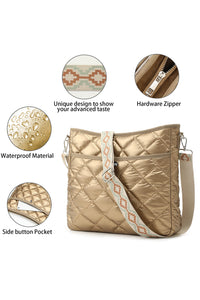 Online Gold Quilted Large Capacity Shoulder Bag