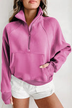 Load image into Gallery viewer, Bonbon Fleece Lined Zip Up Stand Collar Thumbhole Sleeve Sweatshirt
