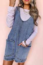 Load image into Gallery viewer, Online Dusk Blue Sleeveless U Neck Patched Pocket Denim Romper
