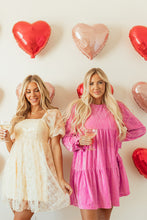 Load image into Gallery viewer, Online Strawberry Pink Flounce Sleeve Tiered Ruffled Velvet Mini Dress
