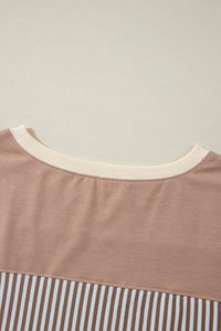 Online White Stripe Patchwork Bracelet Sleeve Plus Size T Shirt