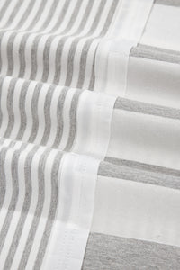 Online Gray Stripe Mixed Print Short Sleeve Top and Pocketed Shorts Set