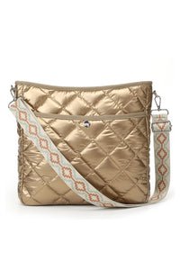 Online Gold Quilted Large Capacity Shoulder Bag