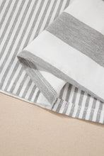 Load image into Gallery viewer, Online Gray Stripe Mixed Print Short Sleeve Top and Pocketed Shorts Set
