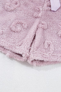 Online Lavendula Textured Leopard Fleece Loose Two Piece Lounge Set