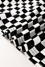 Load image into Gallery viewer, Online Black Checkered Print Side Slits O Neck Plus Size T Shirt
