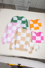 Load image into Gallery viewer, Online Rose Checkered Bishop Sleeve Sweater
