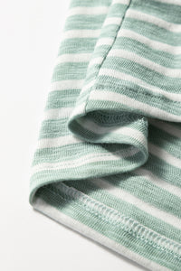 Online Green Stripe Shirred Frilled High Waist Sleeveless Loose Fit Maxi Dress