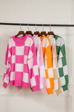 Load image into Gallery viewer, Online Rose Checkered Bishop Sleeve Sweater
