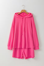 Load image into Gallery viewer, Online Black Textured Hoodie and Shorts Plus Size Two Piece Set
