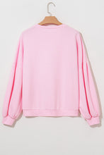 Load image into Gallery viewer, Online Light Pink Embroidered Bow Lantern Sleeve Oversized Pullover Sweatshirt
