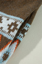 Load image into Gallery viewer, Online Orange Printed Aztec Print Open Front Knitted Cardigan
