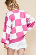 Load image into Gallery viewer, Online Rose Checkered Bishop Sleeve Sweater
