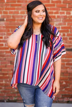Load image into Gallery viewer, Multicolor Stripe Short Sleeve Flowy Plus Size Blouse
