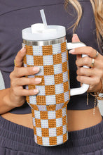 Load image into Gallery viewer, Online Blackish Green Full Rhinestone Checkerboard Handled Tumbler 40oz
