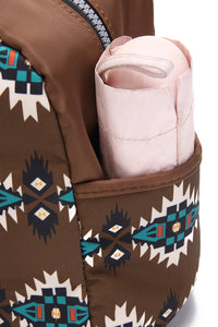 Online Coffee Western Aztec Print PU Leather Large Travel Duffel Bag