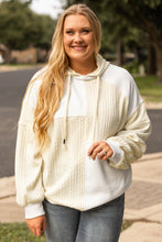 Load image into Gallery viewer, Online Beige Textured Patchwork Exposed Seam Plus Size Hoodie
