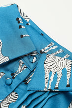 Load image into Gallery viewer, Online Blue Printed Zebra Pattern Pleated Shirt Tunic Dress
