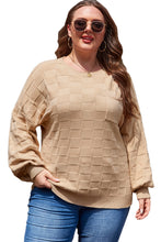 Load image into Gallery viewer, Online Light French Beige Solid Checkered Textured Knit Plus Size Sweater
