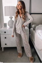 Load image into Gallery viewer, White Leopard Print Long Sleeve and Pants Pajamas Set
