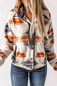 Online Multicolour Western Aztec Snap Buttoned Fleece Jacket