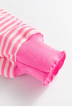 Load image into Gallery viewer, Online Pink Stripe Loose Drop Shoulder Long Sleeve Top

