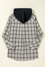 Load image into Gallery viewer, Online Green Checkered Print Loose Fit Buttoned Hooded Shacket
