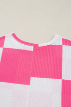 Load image into Gallery viewer, Online White Textured Checkerboard Round Neck Plus Size T Shirt
