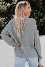 Load image into Gallery viewer, Gray Buttoned Side Split Knit Sweater

