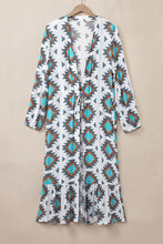 Load image into Gallery viewer, Online White Western Aztec Print Duster Open Front Top
