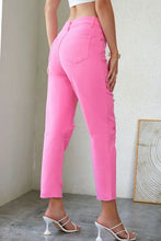 Load image into Gallery viewer, Pink Star Shape Patchwork Mid Waist Straight Leg Jeans
