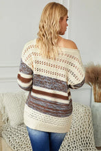 Load image into Gallery viewer, Brown Loose Openwork Round Neck Sweater
