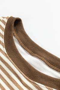 Online Pink Stripe Loose Drop Shoulder Long Sleeve Top