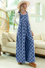 Load image into Gallery viewer, Online Double Take Checkered Sleeveless Wide Leg Denim Jumpsuit
