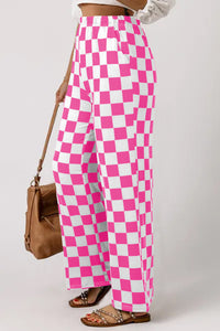 Online Green 2-Tone Checked Print High Waist Wide Leg Pants