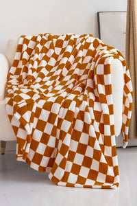 Online Chestnut Checkerboard Printed Soft Throw Blanket 120*200cm