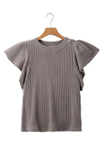 Load image into Gallery viewer, Online Beige Solid Color Textured Flutter Sleeve Top
